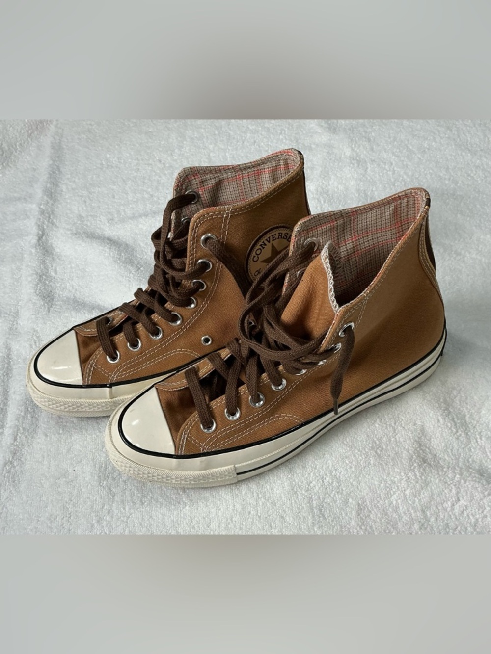 Converse Men’s High-Top Sneakers in Brown and White